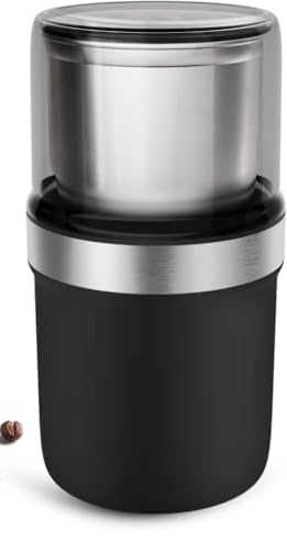 Ghbunuz コーヒーミル 電動 カッター コーヒーミル 電動コーヒーミル 粉末 コーヒー豆 ひき機 水洗い可能 豆挽き/緑茶/山椒/唐辛子/胡椒/山椒/調味料/穀物を挽く 一台多役 掃除ブラシ付 お手入れ簡単