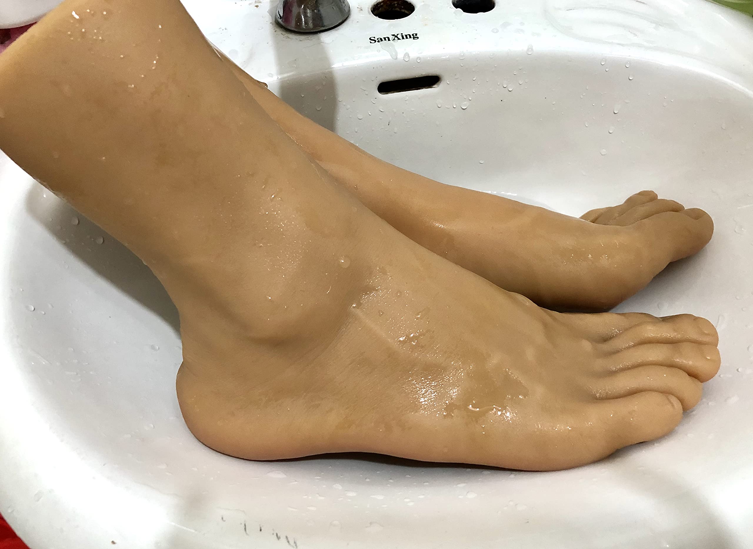 ZYQ 1ペア シリコン 実物大 男性 マネキン 足 骨付き ジュエリー サンダル 靴 ソックス ディスプレイ アート スケッチ (ウィート)(骨付きつま先)